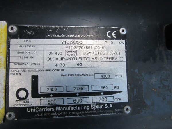 Unicarriers DX25D dízel használt targonca
