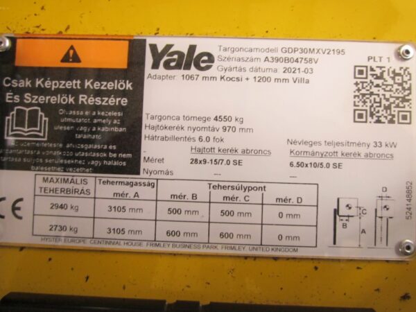 YALE GDP30MX használt dízel targonca