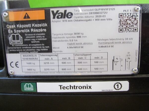 YALE 16GLP VX Value használt gázüzemű targonca