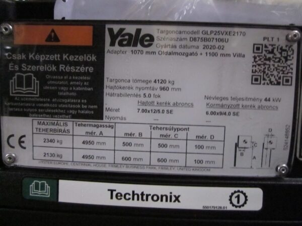 YALE GLP25VX gázüzemű használt targonca