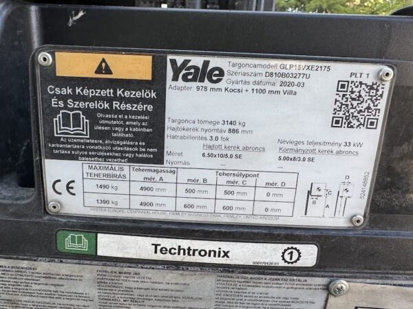YALE GLP16VX gázüzemű használt targonca