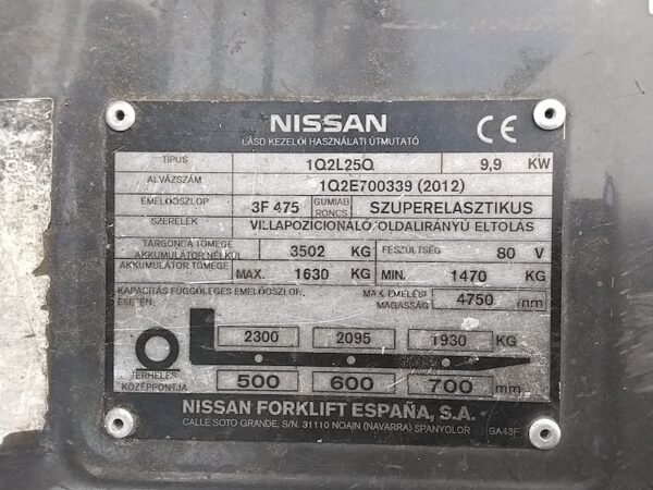 NISSAN QX2-25 elektromos használt targonca