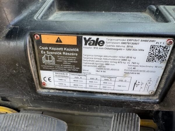 YALE ERP15VT SWB elektromos használt targonca