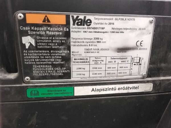 YALE GLP25LX gázüzemű használt targonca