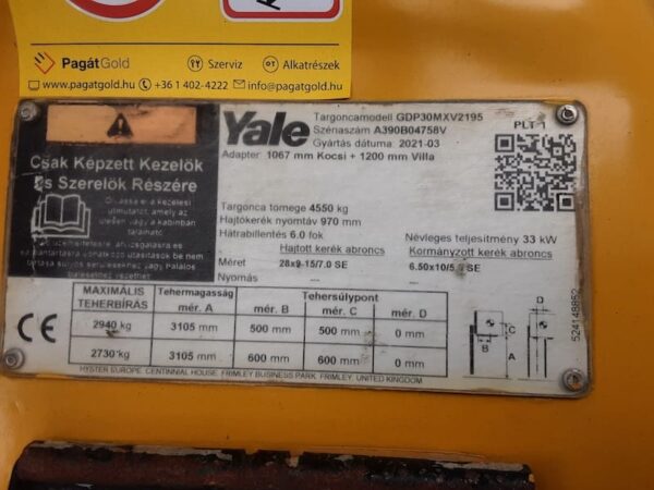 YALE GDP30MX használt dízel targonca