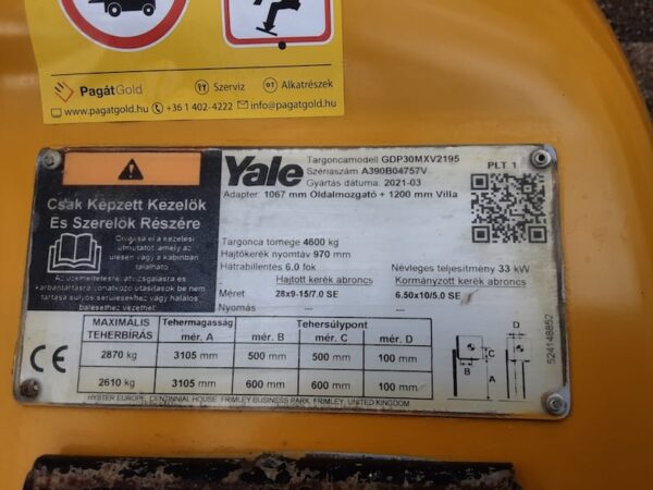 YALE GDP30MX használt dízel targonca