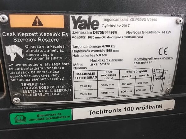 YALE GLP30VX gázüzemű használt targonca